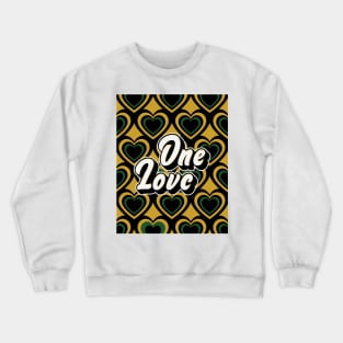 One Love Retro Hearts - black, green, gold, on gold Crewneck Sweatshirt